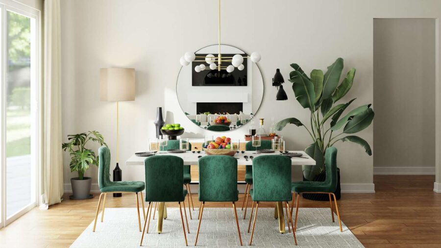 Mirrors in dining room